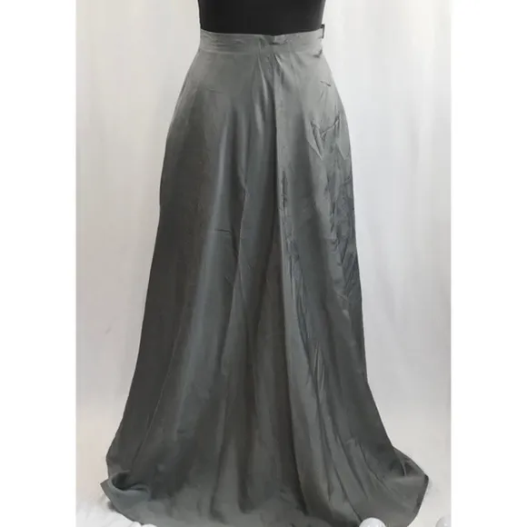 Vintage Jacqueline Ferrar Metallic Gray High Waist Maxi Skirt