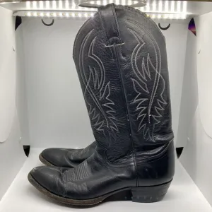 Vintage Justin Black Leather‎ Cowboy Boots Pointed Toe Style 2005 Sz 9.5 D