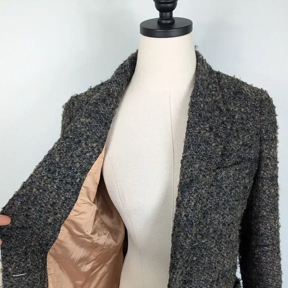 Vintage Liz Claiborne Blazer Jacket Wool Blend Chunky 80s 90s Academia Brown 4P