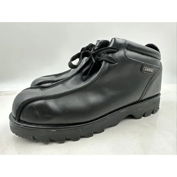 Vintage Lugz Black Y2K Chunky Leather Lace up Ankle Boots Chukkas Sz 12