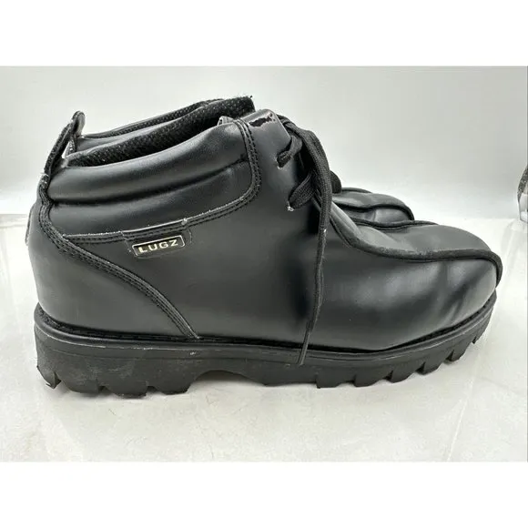 Vintage Lugz Black Y2K Chunky Leather Lace up Ankle Boots Chukkas Sz 12