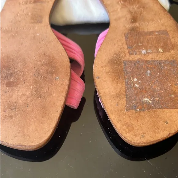 Vintage Manolo Blahnik Pink Women's Slide   Sandals Suede made Italy 37-1/2