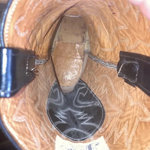 Vintage Men's Justin Black Cowboy Boots Size 9 1/2D  Pointed Toe Cowboy