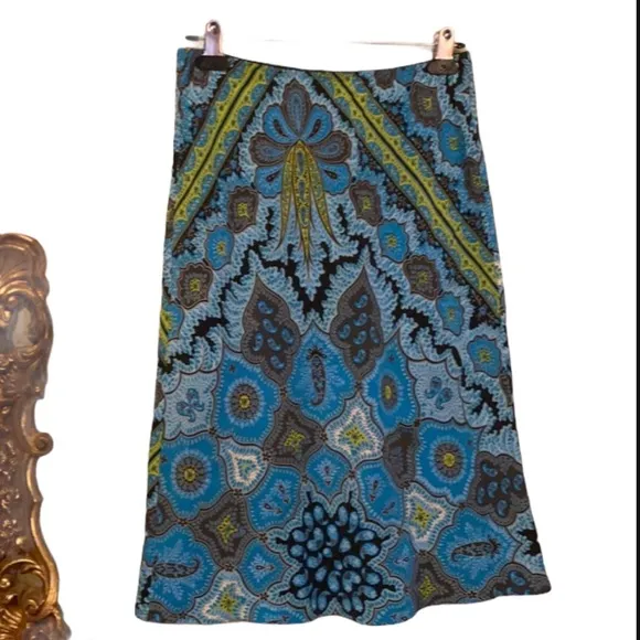 VINTAGE MIDI SILK BOHO CHIC EXOTIC STUNNING SKIRT ⭐️⭐️⭐️⭐️⭐️