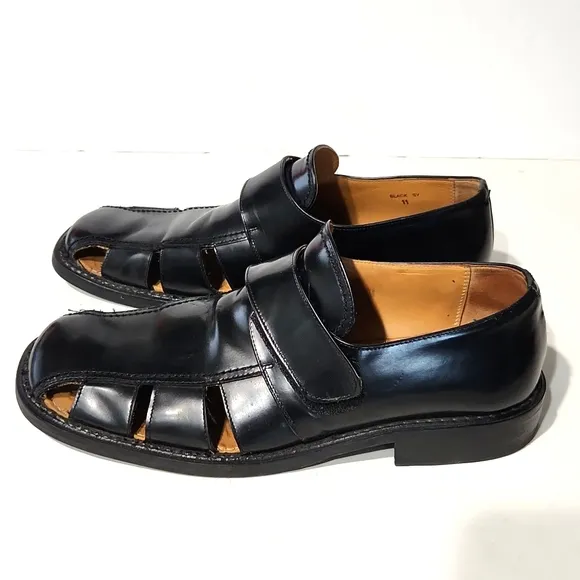 Vintage Sandro Moscoloni Black Leather Fisherman Sandals Size 11 EUC!