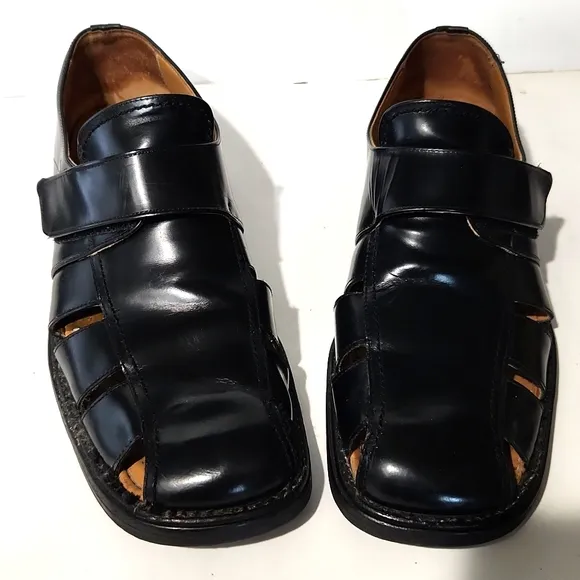 Vintage Sandro Moscoloni Black Leather Fisherman Sandals Size 11 EUC!