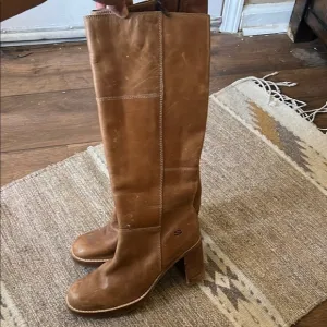 Vintage Skechers chunky heel tall boots Brown Leather Knee-High Boots