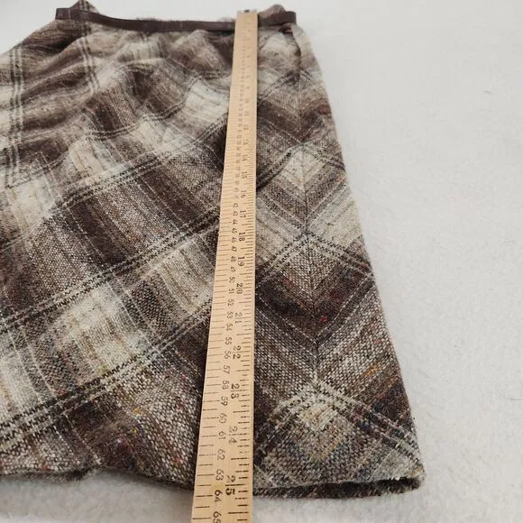 Vintage Skirt 80s Plaid Wool Tweed A-Line Preppy Dark Academia Retro Classic 12