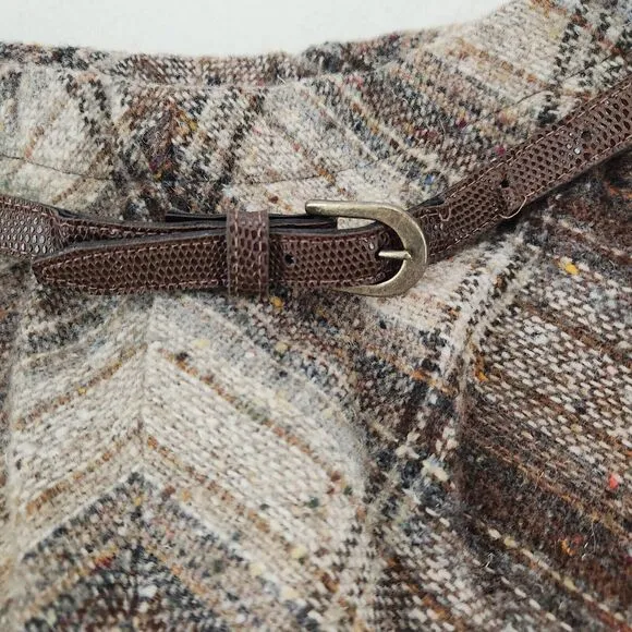 Vintage Skirt 80s Plaid Wool Tweed A-Line Preppy Dark Academia Retro Classic 12