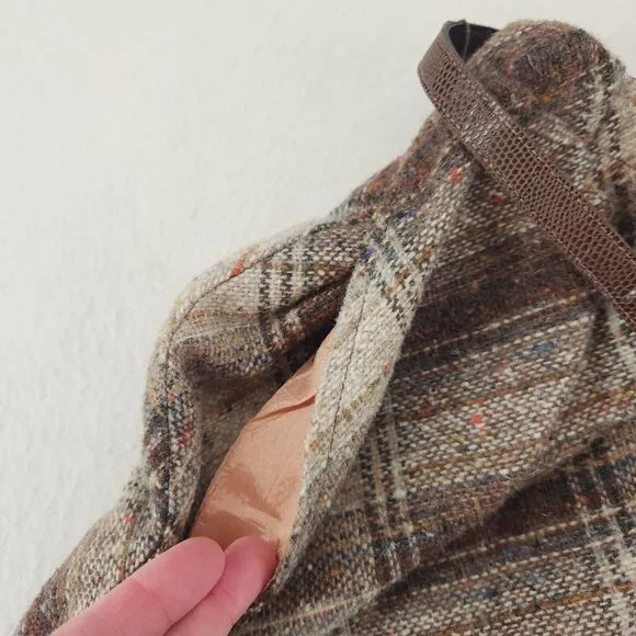 Vintage Skirt 80s Plaid Wool Tweed A-Line Preppy Dark Academia Retro Classic 12