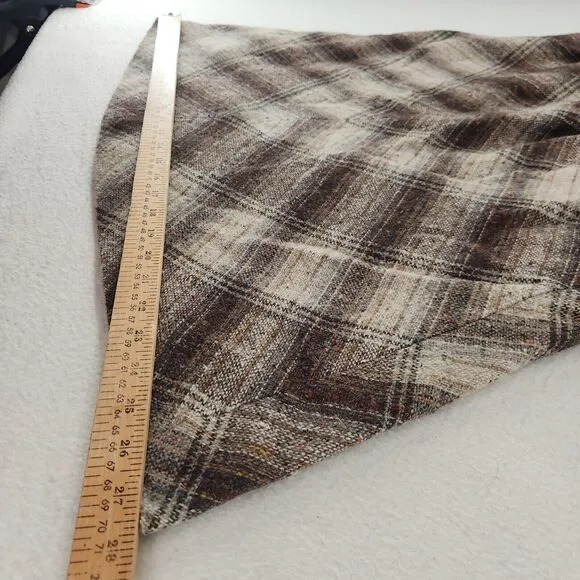 Vintage Skirt 80s Plaid Wool Tweed A-Line Preppy Dark Academia Retro Classic 12