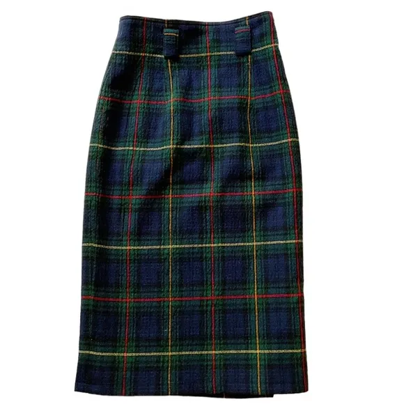Vintage Tiggy Porter Plaid Wrap Midi Skirt Sz 4 Dark Academia Schoolgirl