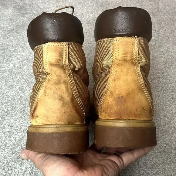 Vintage Timberland Premium Canvas Leather Heel Classic Boots‎ Wheat Mens 11.5