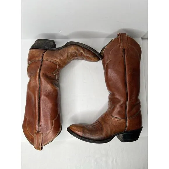 Vintage Tony Lama Cowboy Cowgirl Boots Womens Brown 5084 Size 5