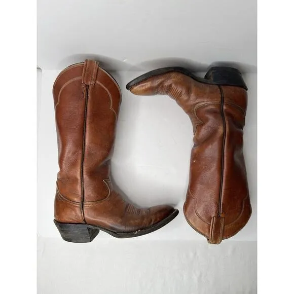 Vintage Tony Lama Cowboy Cowgirl Boots Womens Brown 5084 Size 5