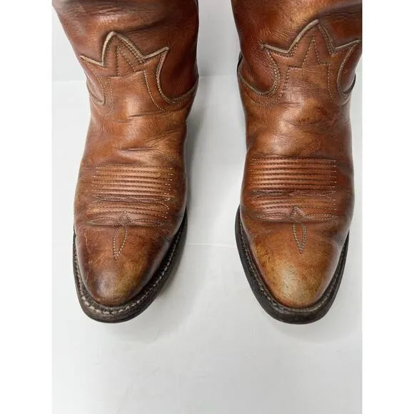 Vintage Tony Lama Cowboy Cowgirl Boots Womens Brown 5084 Size 5