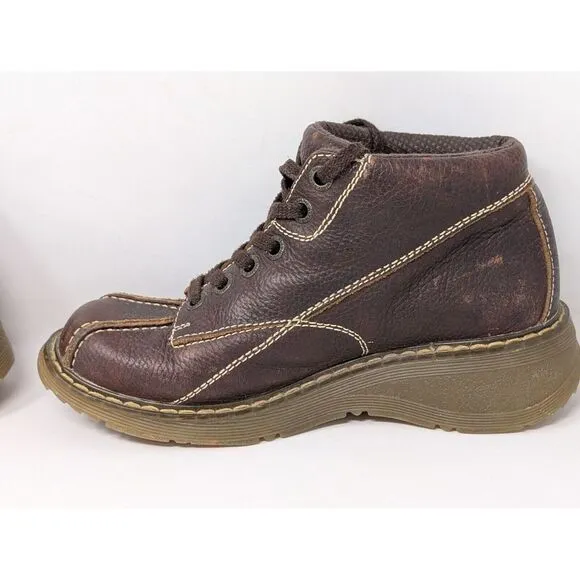 Vintage Y2K Dr Martens‎ Claudia Ankle Boots Brown Leather Chunky Women's Size 7