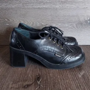Vintage 90s Mudd Chunky Platform Boots / Spectator Wing Tip Platforms Black 10