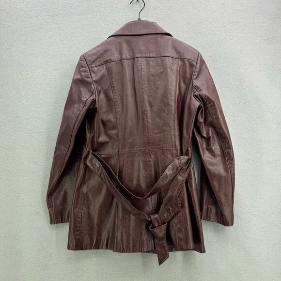 Vintage Y2K The Tannery Genuine Leather Belted Blazer Jacket size 11/12
