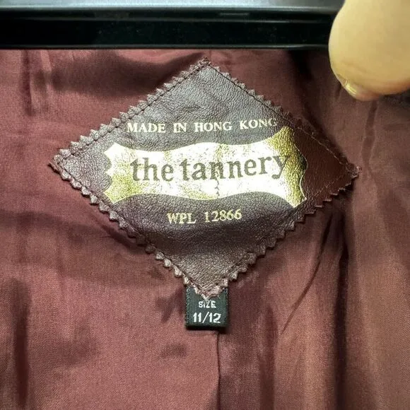 Vintage Y2K The Tannery Genuine Leather Belted Blazer Jacket size 11/12
