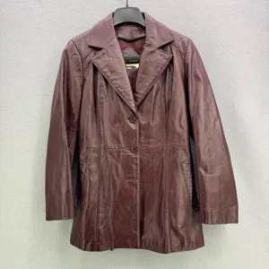 Vintage Y2K The Tannery Genuine Leather Belted Blazer Jacket size 11/12