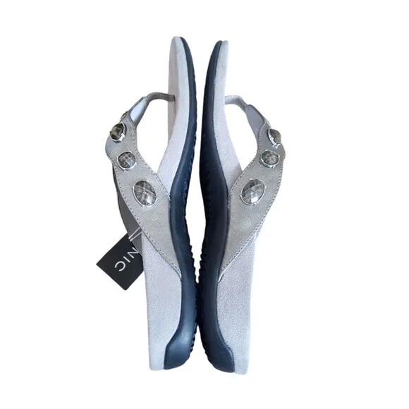 Vionic Eve II Flip Flop Sandal Gray Jeweled Strap Orthoheel Women's Size 10