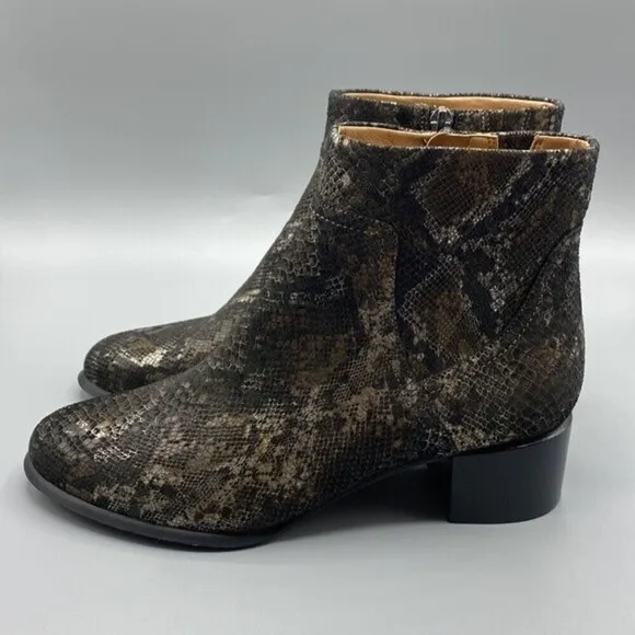 Vionic Kamryn Women's Pewter Boa Snake Skin Leather Ankle Boots