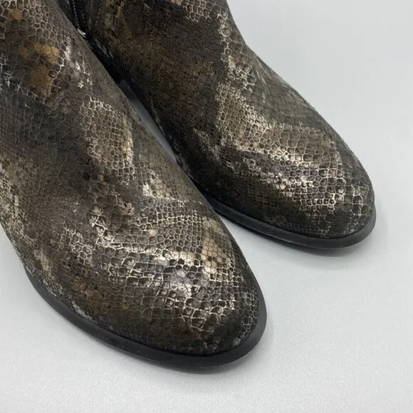 Vionic Kamryn Women's Pewter Boa Snake Skin Leather Ankle Boots