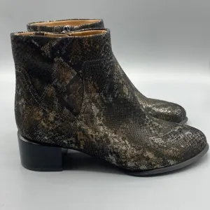 Vionic Kamryn Women's Pewter Boa Snake Skin Leather Ankle Boots