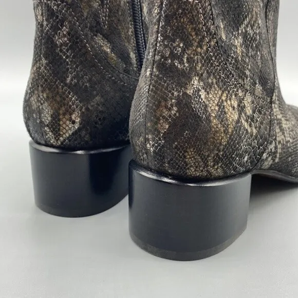 Vionic Kamryn Women's Pewter Boa Snake Skin Leather Ankle Boots