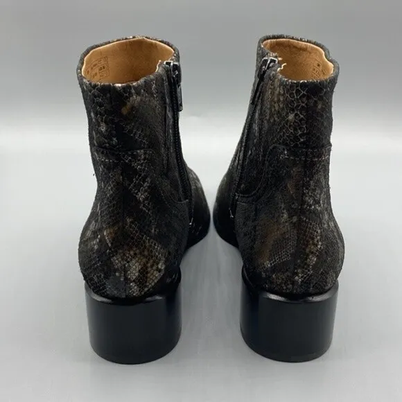 Vionic Kamryn Women's Pewter Boa Snake Skin Leather Ankle Boots