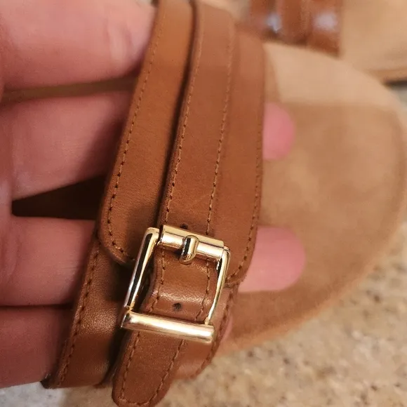 Vionic Laurie Brown Wedge Leather Sandals, Sz 7