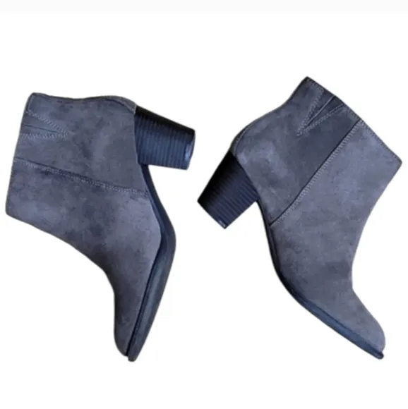 Vionic Madeline Boots Gray Greige Suede Leather Waterproof Fringed Almond Toe