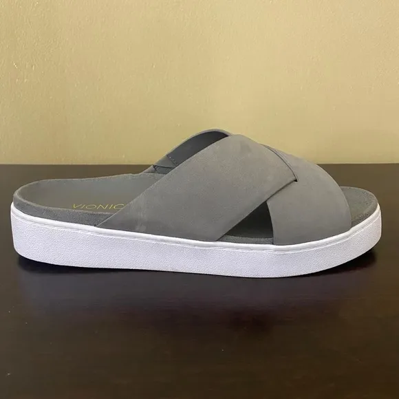 Vionic Splendid Lou Criss Cross Nubuck Slide Sandals
