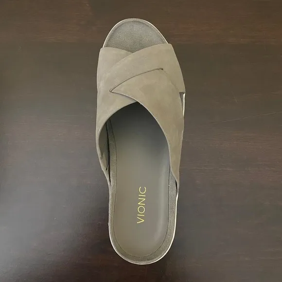 Vionic Splendid Lou Criss Cross Nubuck Slide Sandals