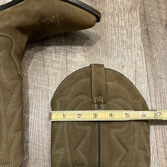 Vittorio Ricci olive green/brown embroidered pointed toe western cowboy boots