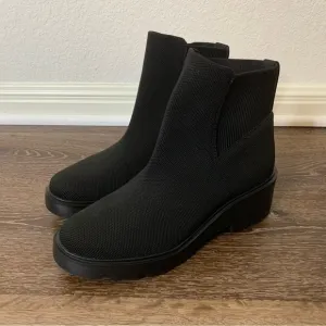 Vivaia womens black round toe platform chunky wedge boots 40