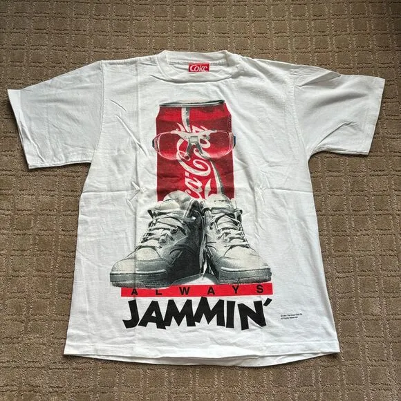 Vtg Coke Coca Cola Always Jammin' Large T Shirt Short Sleeve USA Single Stitch