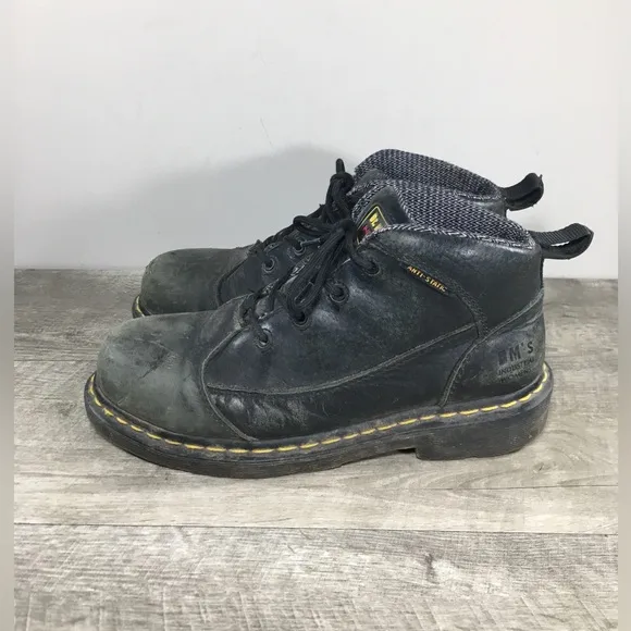 Vtg Dr. Martens Industrial Womens Doc Chunky Leather Steel Toe Boots UK 6 US 8