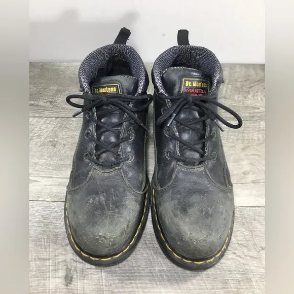 Vtg Dr. Martens Industrial Womens Doc Chunky Leather Steel Toe Boots UK 6 US 8