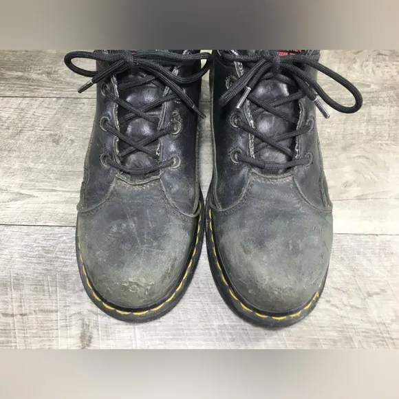 Vtg Dr. Martens Industrial Womens Doc Chunky Leather Steel Toe Boots UK 6 US 8