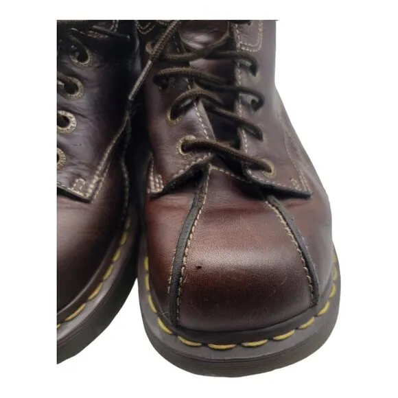 Vtg Dr Martens Shoe Women 11 Brown Chunky Daisy Floral leather boots Y2K 12281