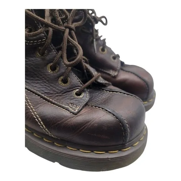 Vtg Dr Martens Shoe Women 11 Brown Chunky Daisy Floral leather boots Y2K 12281