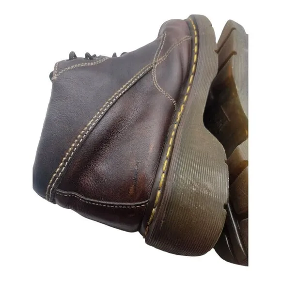 Vtg Dr Martens Shoe Women 11 Brown Chunky Daisy Floral leather boots Y2K 12281