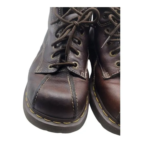 Vtg Dr Martens Shoe Women 11 Brown Chunky Daisy Floral leather boots Y2K 12281