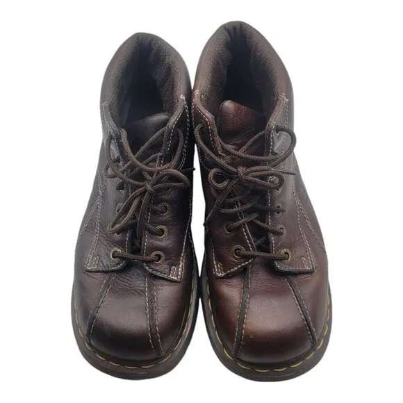 Vtg Dr Martens Shoe Women 11 Brown Chunky Daisy Floral leather boots Y2K 12281