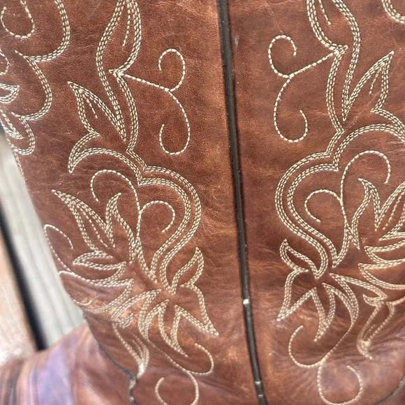 Vtg Justin Brown Leather Style 1651 Size 7 D Cowboy Boots