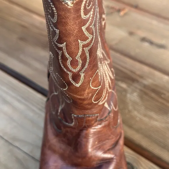 Vtg Justin Brown Leather Style 1651 Size 7 D Cowboy Boots