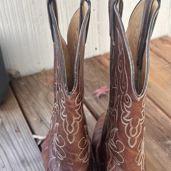 Vtg Justin Brown Leather Style 1651 Size 7 D Cowboy Boots
