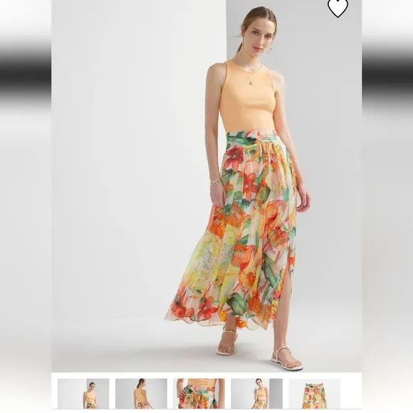 WHBM Drama Maxi Skirt Jungle Floral Print Size 14 NWT